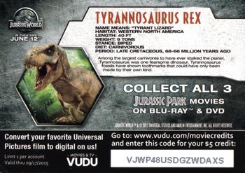 2015 Jurassic World Wal-Mart Pizza Promo #NNO Tyrannosaurus Rex Back