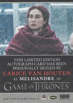 2019 Rittenhouse Game of Thrones Inflexions - Autographs Bordered #NNO Carice van Houten Back