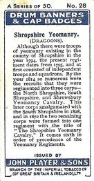 1924 Player's Drum Banners & Cap Badges #28 Shropshire Yeomanry Back