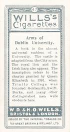 1905 Wills's Borough Arms-1st Series Descriptive #47 Dublin University Back