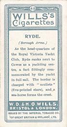 1905 Wills's Borough Arms-1st Series Descriptive #48 Ryde Back