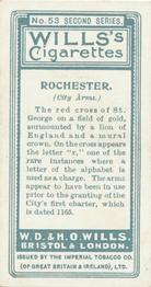 1905 Wills's Borough Arms 2nd Series #53 Rochester Back