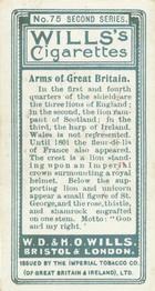 1905 Wills's Borough Arms 2nd Series #75 Great Britain / Ireland Back