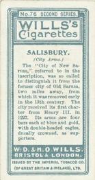 1905 Wills's Borough Arms 2nd Series #76 Salisbury Back