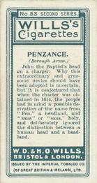 1905 Wills's Borough Arms 2nd Series #83 Penzance Back