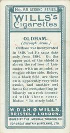 1905 Wills's Borough Arms 2nd Series #89 Oldham Back