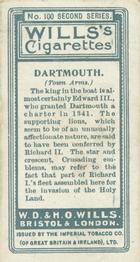 1905 Wills's Borough Arms 2nd Series #100 Dartmouth Back