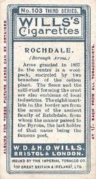 1905 Wills's Borough Arms 3rd Series (Red) #103 Rochdale Back