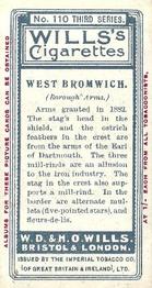 1905 Wills's Borough Arms 3rd Series (Red) #110 West Bromwich Back