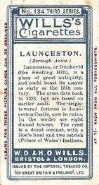1905 Wills's Borough Arms 3rd Series (Red) #134 Launceston Back