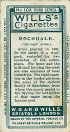 1905 Wills's Borough Arms 3rd Series (Grey) #103 Rochdale Back