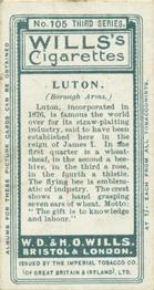 1905 Wills's Borough Arms 3rd Series (Grey) #105 Luton Back