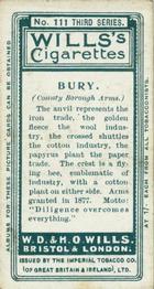 1905 Wills's Borough Arms 3rd Series (Grey) #111 Bury Back