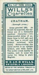 1905 Wills's Borough Arms 3rd Series (Grey) #147 Chatham Back