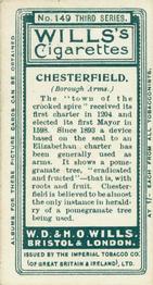1905 Wills's Borough Arms 3rd Series (Grey) #149 Chesterfield Back