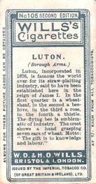 1906 Wills's Borough Arms 3rd Series Second Edition #105 Luton Back