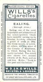 1906 Wills's Borough Arms 3rd Series Second Edition #126 Ealing Back