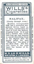1906 Wills's Borough Arms 3rd Series Second Edition #130 Halifax Back