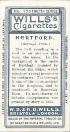 1905 Wills's Borough Arms 4th Series #155 Hertford Back