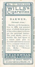 1905 Wills's Borough Arms 4th Series #157 Darwen Back