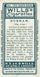 1905 Wills's Borough Arms 4th Series #159 Durham Back