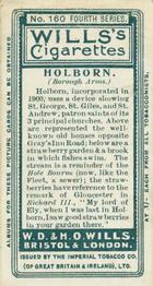 1905 Wills's Borough Arms 4th Series #160 Holborn Back