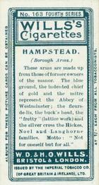 1905 Wills's Borough Arms 4th Series #163 Hampstead Back