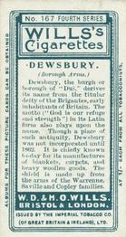 1905 Wills's Borough Arms 4th Series #167 Dewsbury Back