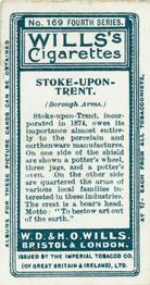 1905 Wills's Borough Arms 4th Series #169 Stoke-upon-Trent Back