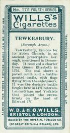1905 Wills's Borough Arms 4th Series #175 Tewkesbury Back