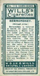1905 Wills's Borough Arms 4th Series #178 Bermondsey Back