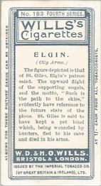 1905 Wills's Borough Arms 4th Series #183 Elgin Back