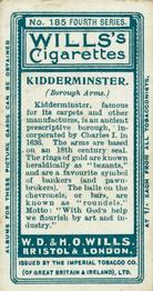 1905 Wills's Borough Arms 4th Series #185 Kidderminster Back