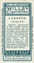 1905 Wills's Borough Arms 4th Series #188 Lambeth Back