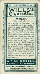 1905 Wills's Borough Arms 4th Series #192 Wigan Back