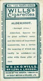 1905 Wills's Borough Arms 4th Series #198 Aldershot Back