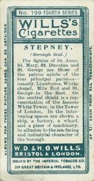 1905 Wills's Borough Arms 4th Series #199 Stepney Back