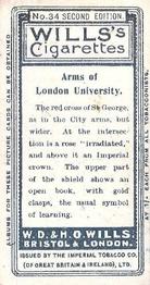 1906 Wills's Borough Arms 1st Series 2nd Edition (1-50) #34 London University Back