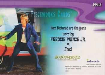 2004 Inkworks Scooby-Doo 2: Monsters Unleashed - Pieceworks #PW-3 Freddie Prinze Jr. Back