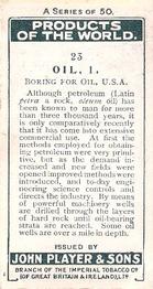 1928 Player's Products of the World #23 Oil, 1 Back