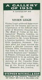 1936 Mitchell's A Gallery of 1935 #19 Vivien Leigh Back