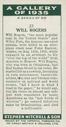 1936 Mitchell's A Gallery of 1935 #23 Will Rogers Back