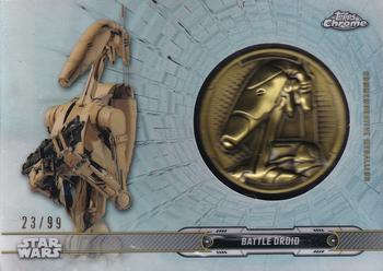 2019 Topps Chrome Star Wars Legacy - Droid Commemorative Medallion Relic Refractor Blue #NNO Battle Droid / Battle Droid Front