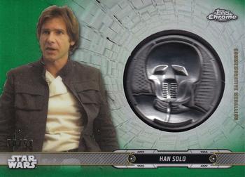 2019 Topps Chrome Star Wars Legacy - Droid Commemorative Medallion Relic Refractor Green #DC-2H Han Solo / 2-1B Front