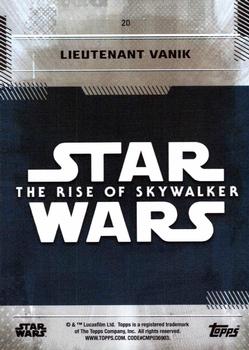 2019 Topps Star Wars: The Rise of Skywalker #20 Lieutenant Vanik Back