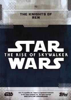 2019 Topps Star Wars: The Rise of Skywalker #92 The Knights of Ren Back