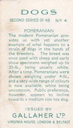 1938 Gallaher Dogs Series 2 #4 Pomeranian Back