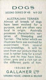 1938 Gallaher Dogs Series 2 #22 Australian Terrier Back