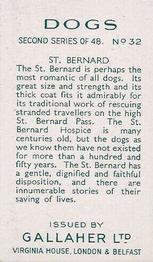 1938 Gallaher Dogs Series 2 #32 St. Bernard Back