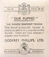 1936 Godfrey Phillips Our Puppies #10 The Dandie Dinmont Terrier Back